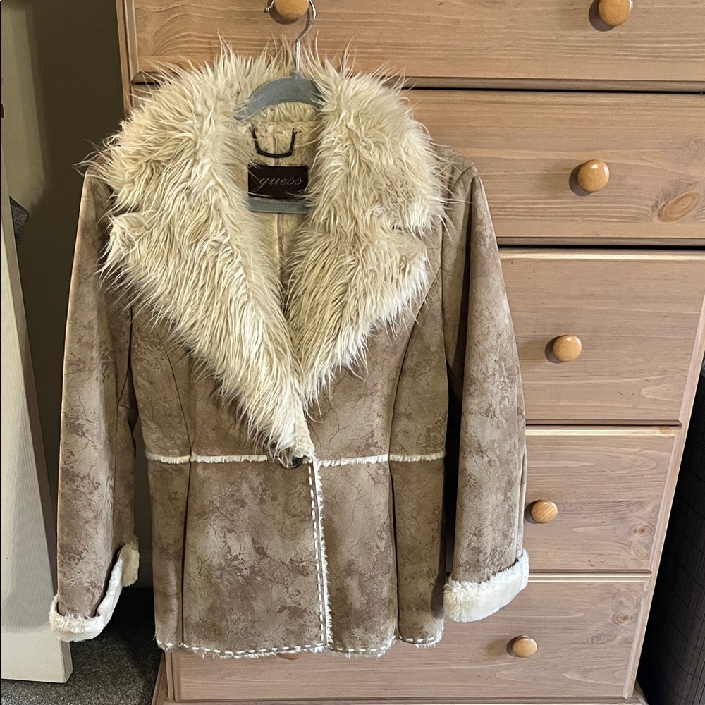 Guess Y2K Suede Faux Shearling Coat | Leather Jacket | Women’s M